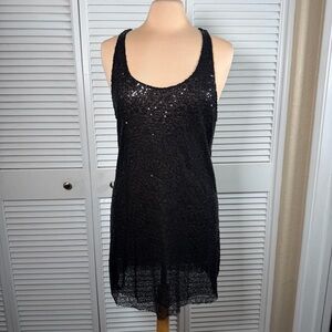 Victoria’s Secret Black Sequin Mesh Slip Dress NWT M Elegant Night